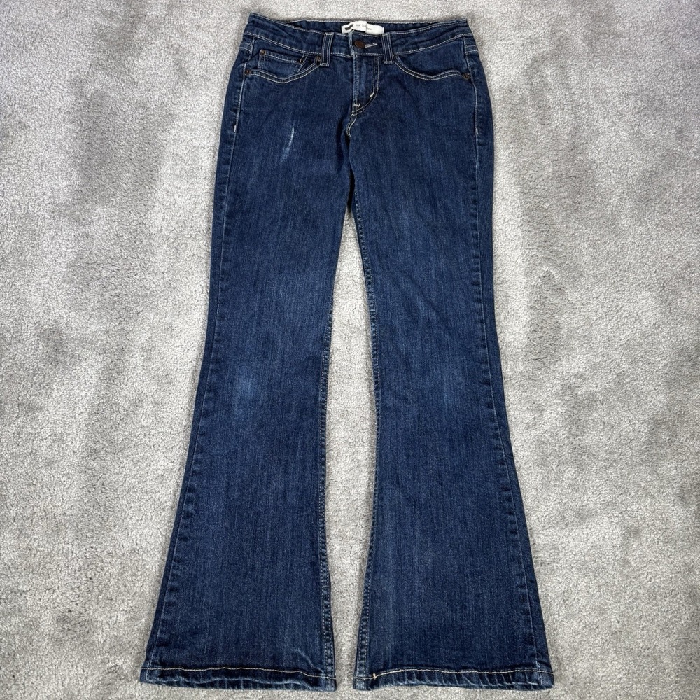 Levis 518 Superlow Jeans Women 3S 26x30 Low Rise Bootcut Dark Blue Denim Western